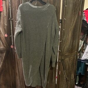 Cozy Gray Knit Sweater Dress